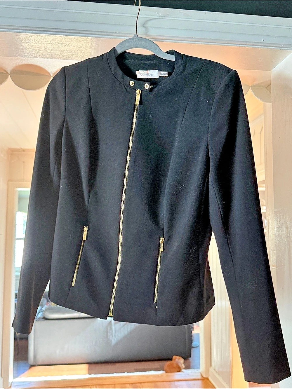 Calvin Klein Black Zip Front Jacket Size 4